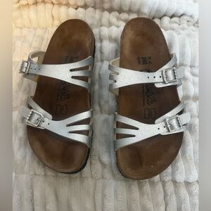 Silver Women's Double-Buckle Comfort Sandals